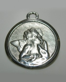 Pendentif médaille Ange en argent massif 925 (enfant ou bébé ) baptême