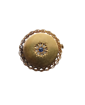 broche ancienne en or jaune 750/°°° saphir et diamants