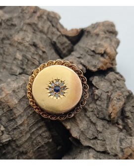 broche ancienne en or jaune 750/°°° saphir et diamants